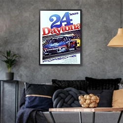 «Автогонки 95» в интерьере гостиной в стиле лофт в серых тонах