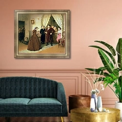 «The Governess Arriving at the Merchant's House, 1866» в интерьере в классическом стиле над комодом