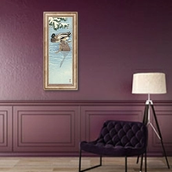 «Flock of wild ducks in the water» в интерьере в классическом стиле в фиолетовых тонах
