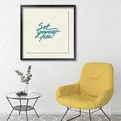 «A kind reminder №2» в интерьере гостиной в скандинавском стиле с серым диваном