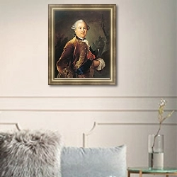 «Портрет графа Петра Борисовича Шереметева» в интерьере в классическом стиле над комодом