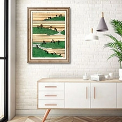 «Landscape illustration» в интерьере комнаты в скандинавском стиле над тумбой