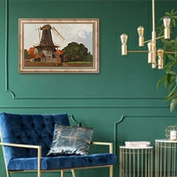 «Mill» в интерьере в классическом стиле с зеленой стеной