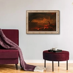 «Pandemonium, 1841» в интерьере гостиной в бордовых тонах
