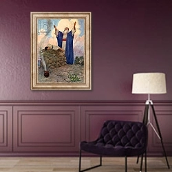 «Abraham and Isaac on Mount Moriah» в интерьере в классическом стиле в фиолетовых тонах