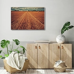 «Урожай пшеницы» в интерьере современной комнаты над комодом