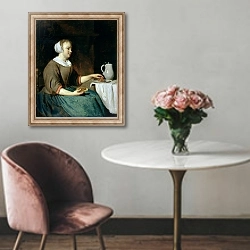 «Portrait of a Girl Seated at a Table» в интерьере в классическом стиле над креслом