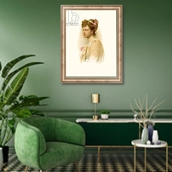 «Tennyson's Margaret» в интерьере гостиной в зеленых тонах