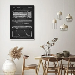 «Патент на клавиатуру Apple, 2000г» в интерьере столовой в стиле ретро