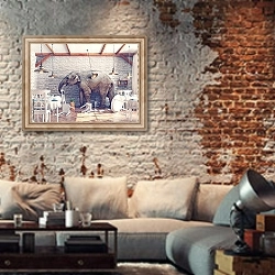 «Слон в комнате» в интерьере в стиле лофт с бетонной стеной над камином