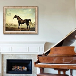 «Sweetwilliam', a Bay Racehorse, in a Paddock, 1779» в интерьере классической гостиной над камином