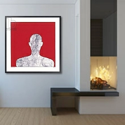 «Pilgrim on red» в интерьере в стиле минимализм над тумбой