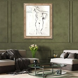 «Nude 3» в интерьере гостиной в оливковых тонах