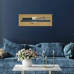 «Без названия 643» в интерьере современной гостиной в синем цвете