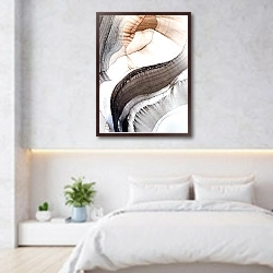 «Абстракция «Ароматическое пробуждение» 4» в интерьере светлой минималистичной спальне над кроватью