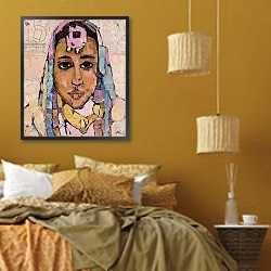 «Portrait of a Woman in White» в интерьере спальни  в этническом стиле в желтых тонах