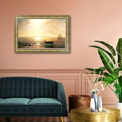 «Штиль на Средиземном море» в интерьере классической гостиной над диваном