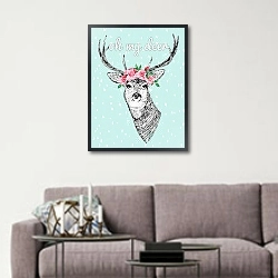 «Oh my deer» в интерьере в скандинавском стиле над диваном