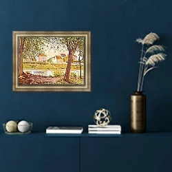 «Деревня на берегу Сены» в интерьере гостиной в классическом стиле над диваном