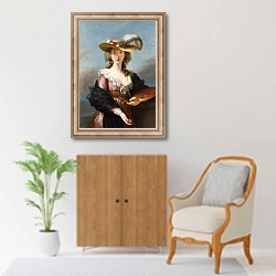 «Автопортрет в соломенной шляпе» в интерьере в классическом стиле над комодом