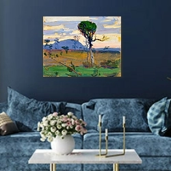 «Mt. Donia Sabuk» в интерьере современной гостиной в синем цвете