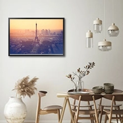 «Закат над Эйфелевой башней в Париже» в интерьере столовой в стиле ретро