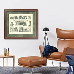 «Архитектра  III. Griechische Baukunst 1» в интерьере кабинета с кожаным креслом