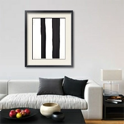 «Yin yang on stripes» в интерьере в стиле минимализм над тумбой