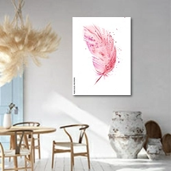 «Акварельное розовое перо» в интерьере столовой в этническом стиле