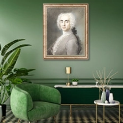 «Портрет мужчины 4» в интерьере гостиной в зеленых тонах
