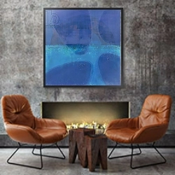 «One World, 2000» в интерьере в стиле лофт с бетонной стеной над камином