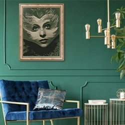 «Grey girl, portrait, fantasy art,» в интерьере в классическом стиле с зеленой стеной