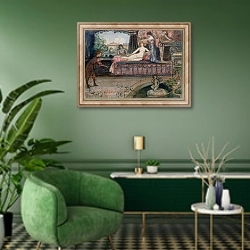 «Imperia la Belle» в интерьере гостиной в зеленых тонах