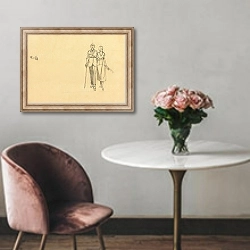 «Bernard Boutet de Monvel et sa fiancée, Delfina, en promenade» в интерьере в классическом стиле над креслом