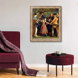 «The Ransom, 1860-62» в интерьере гостиной в бордовых тонах