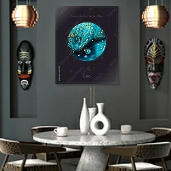 «Созвездие знака зодиака Лев» в интерьере в этническом стиле над столом