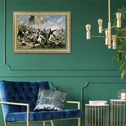 «The 2nd of May in Madrid, 1884» в интерьере в классическом стиле с зеленой стеной