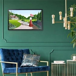 «Meeting in the Park, 1996» в интерьере в классическом стиле с зеленой стеной