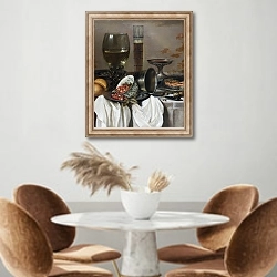 «Натюрморт с посудой для питья» в интерьере кухни над кофейным столиком