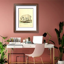 «Полярный медведь» в интерьере современного кабинета в розовых тонах