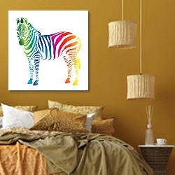 «Цветастая зебра» в интерьере спальни  в этническом стиле в желтых тонах