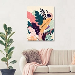 «Colorful garden 3» в интерьере современной светлой гостиной над диваном