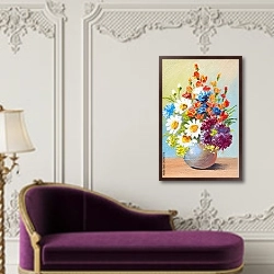 «Цветы в вазе 6» в интерьере в классическом стиле над банкеткой