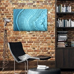 «Волнистая структура голубого агата» в интерьере кабинета в стиле лофт с кирпичными стенами