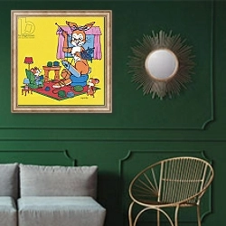 «Harold Hare 80» в интерьере классической гостиной с зеленой стеной над диваном