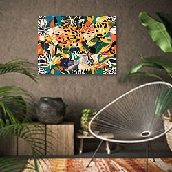 «Экзотические растения в джунглях 2» в интерьере комнаты в этническом стиле