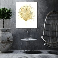 «Сушеный пальмовый лист» в интерьере в этническом стиле в серых тонах