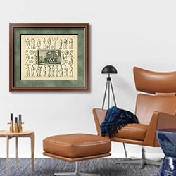 «Архитектура №22: греко-римские скульптуры 1» в интерьере кабинета с кожаным креслом