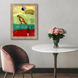 «Orange Bird, 2013,» в интерьере в классическом стиле над креслом