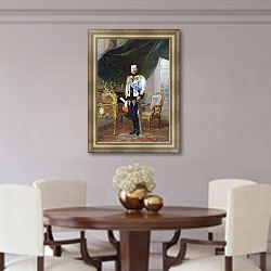 «Император Николай II 2» в интерьере гостиной в зеленых тонах